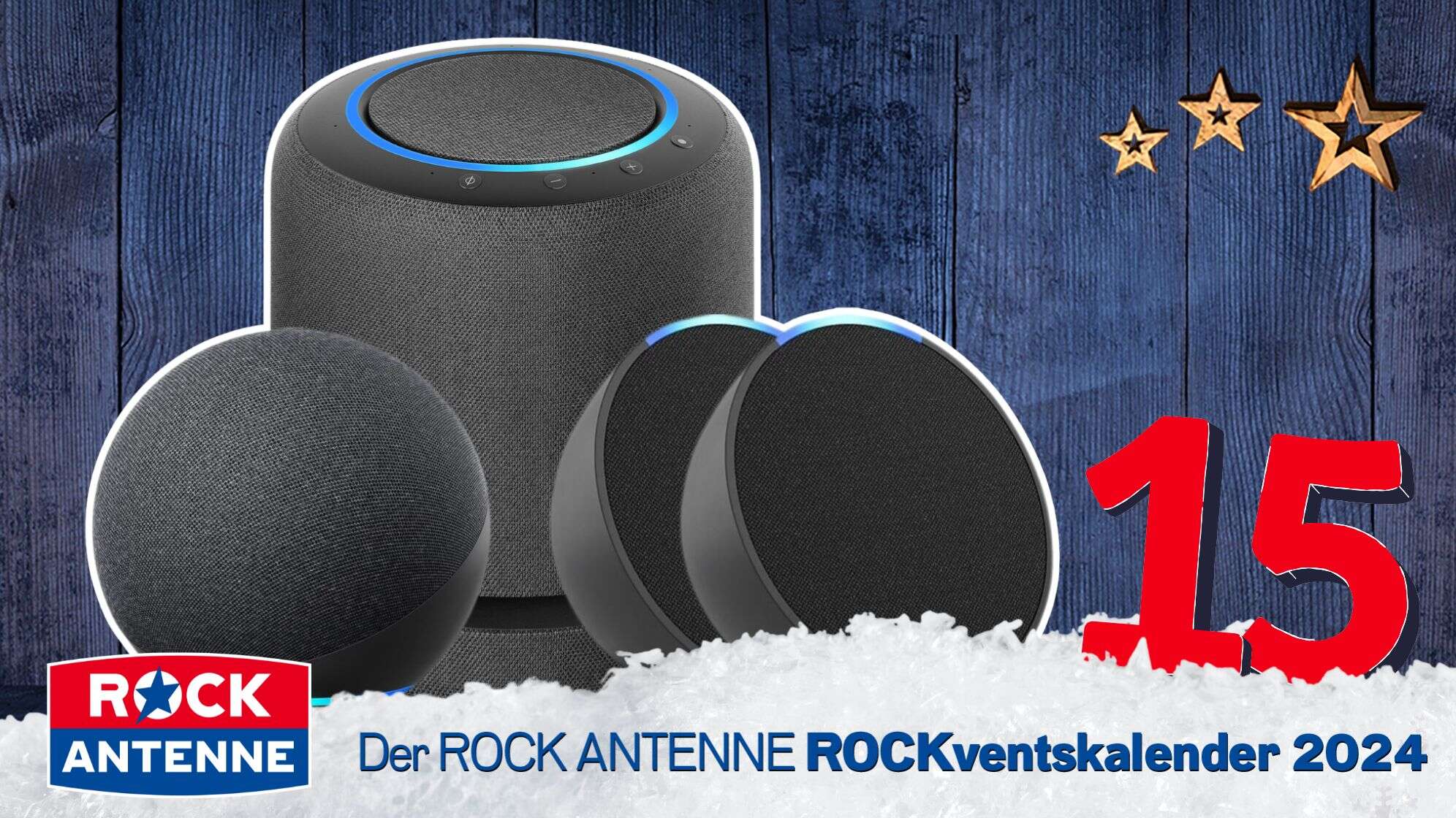 Rockventskalender Türchen 15: Ein Amazon Alexa Paket mit Echo Studio, Echo und zwei Echo Pop