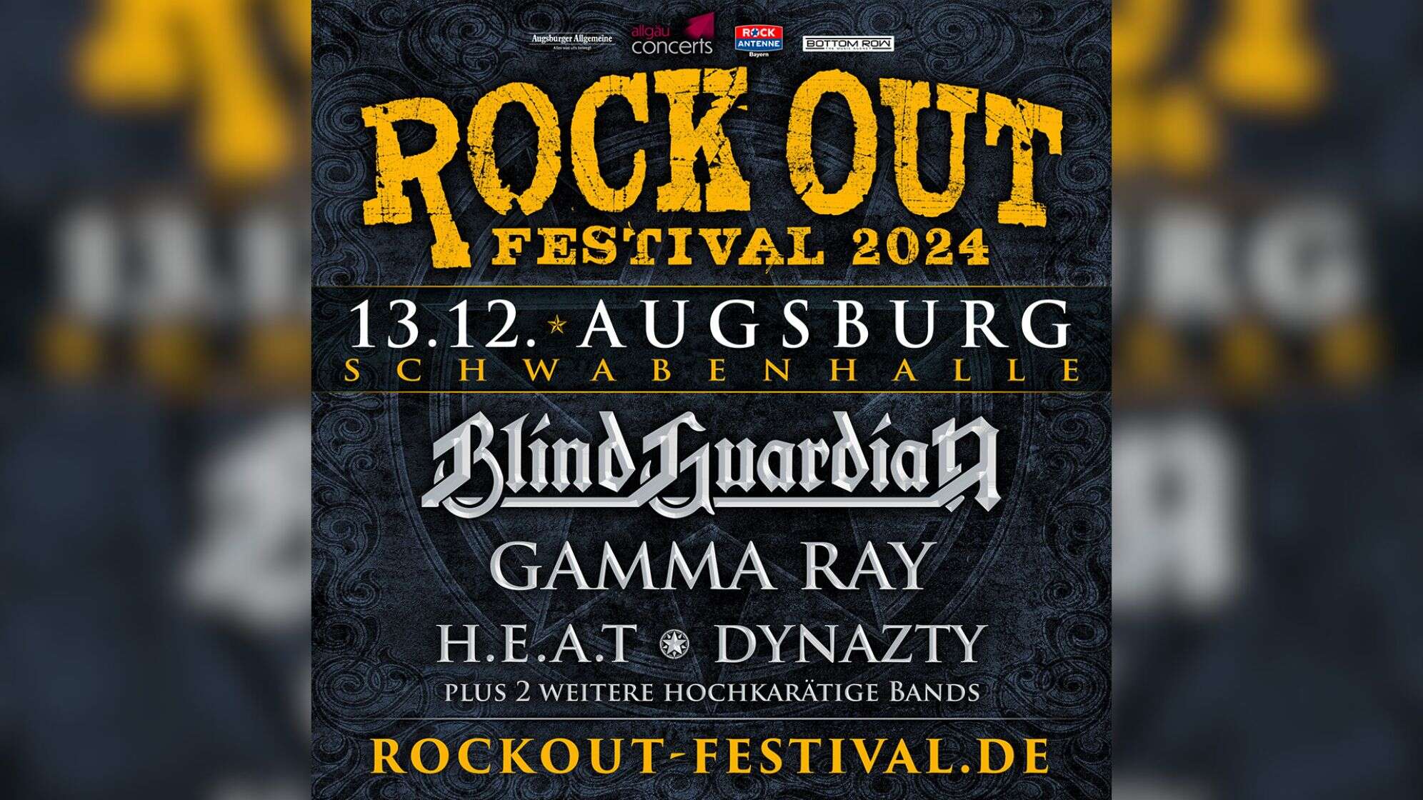 Das Rock Out Festival Line Up am 13.12.2024 mit Blind Guardian, Gamma Ray, HEAT und Dynazty