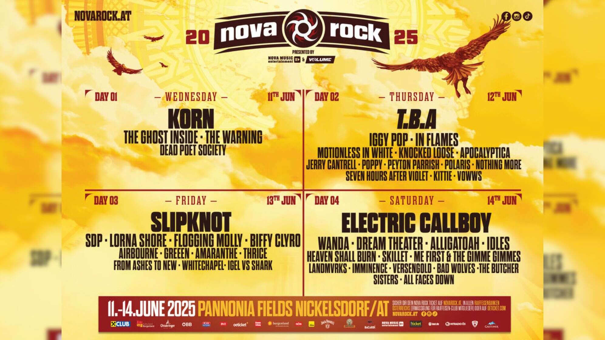 das Nova Rock Lineup 2025, Stand: 22.10.2024